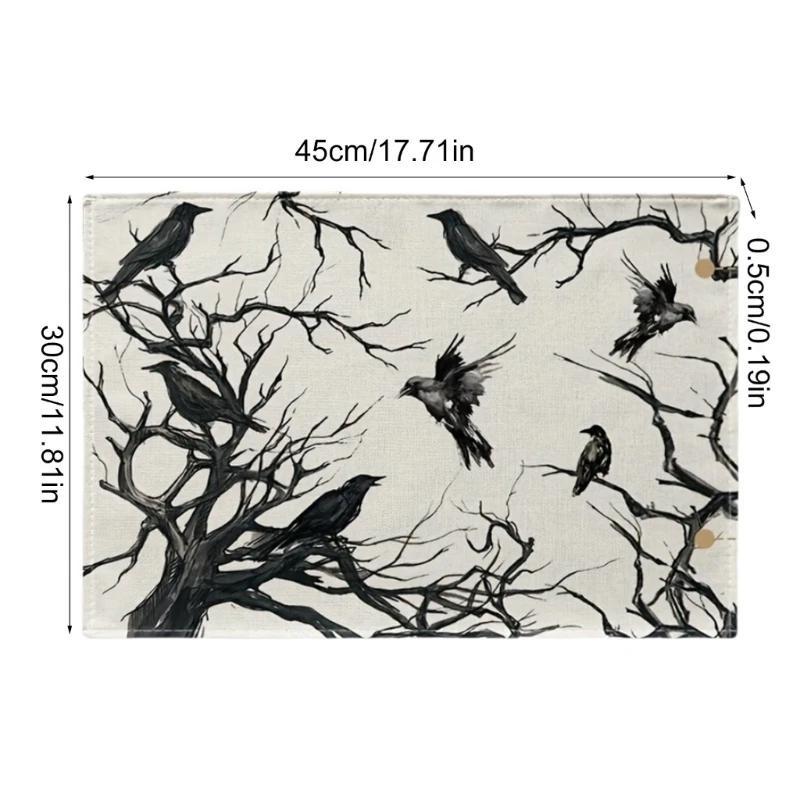 Halloween Crow Table Placemats Accessories for Enhancing Festival Mood At Meals