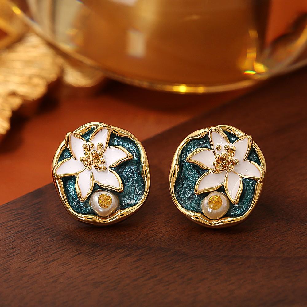 Monet Garden Medieval Baroque Pearl Earrings - Elegant, Retro Style for Women