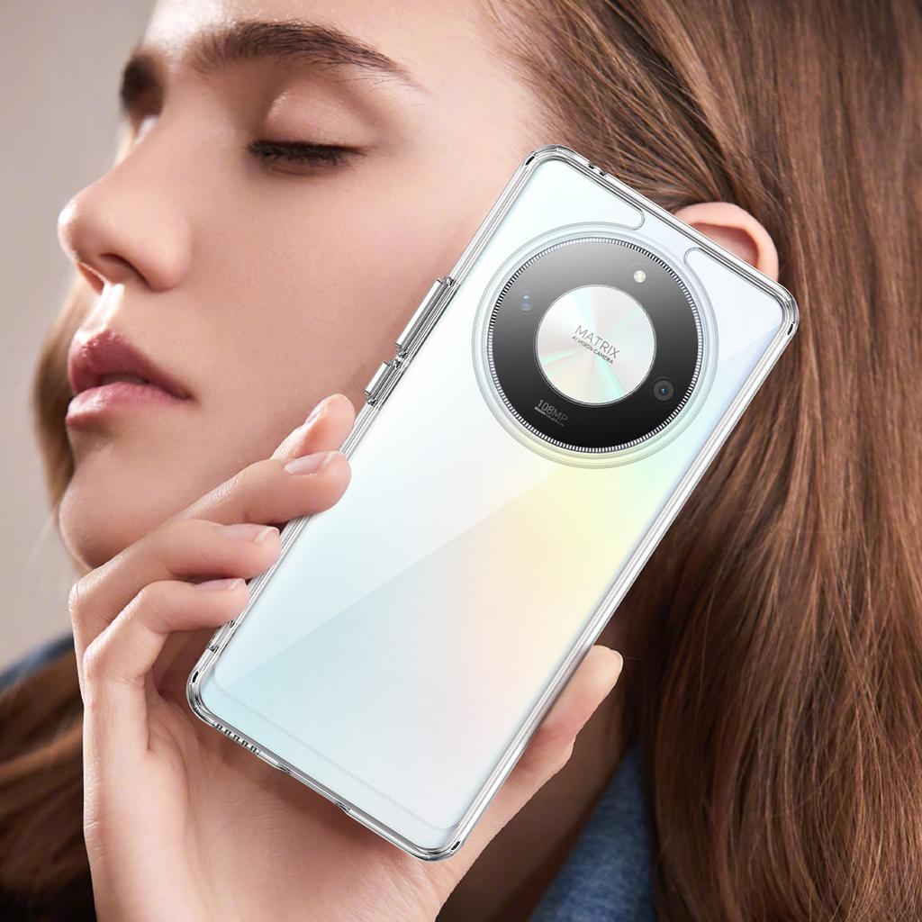 WANLONFENG MF Series for Honor X9b 5G Case TPU+Acrylic Clear Phone Cover with Tempered Glass Film