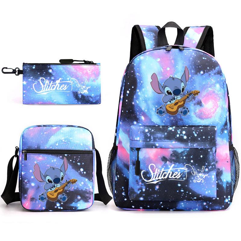 School Season Student Backpack Heat Transfer Backpack Satchel Pencil Bag Three-Piece Set