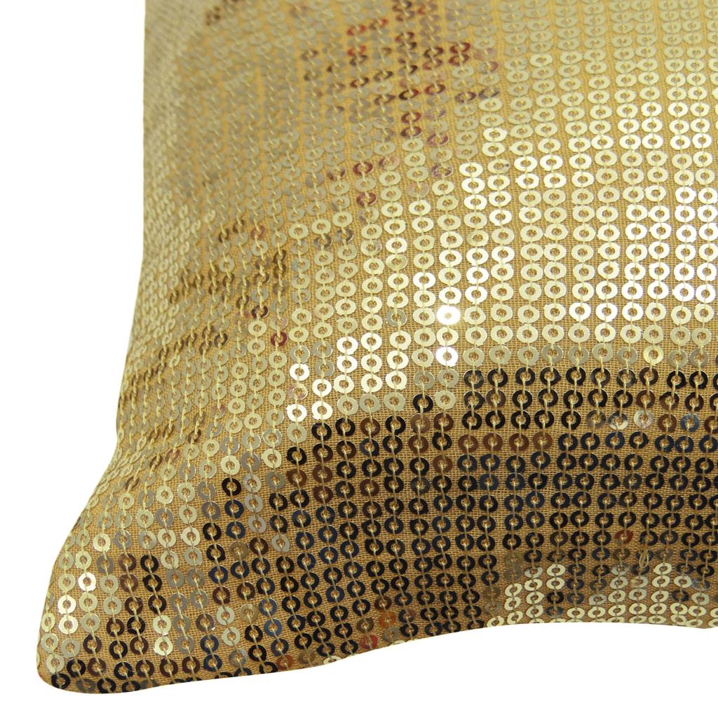 Yuga Decorative Shiny Beige Sequin Glitter Pillow Cover Throw Metallic Cushion Case 12 X 12