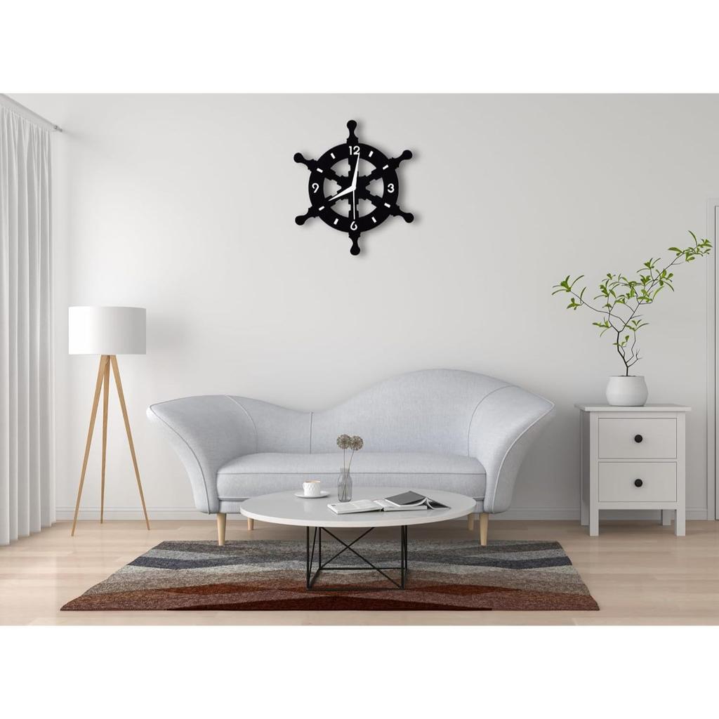 Ship Wheel Shape Metallic Analog Wall Clock for Home, Office, Living Room, Bedroom, Kids Room and Kitchen | Stylish Latest Home Decor |