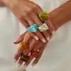 Bague en Résine à Section Géométrique Sensible au Vent, Bague à l'Acrylique Dégradé Tendance Sans Décoloration