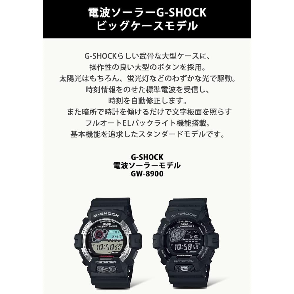 Casio G-Shock GW-8900-1JF Men's Radio-Controlled Solar Watch, Black (Official Japanese Product)