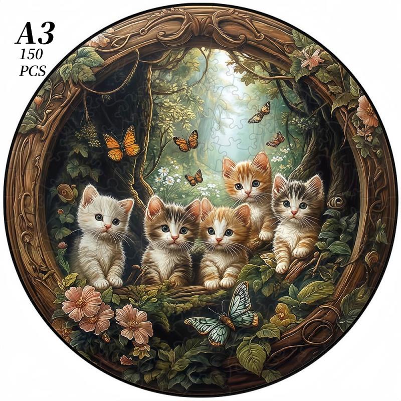 Spring Cat - Wooden Puzzle Ideal For Advanced Players - Creativity Multiple Special Shapes Creativity Gifts Ideal For Boys and Girls