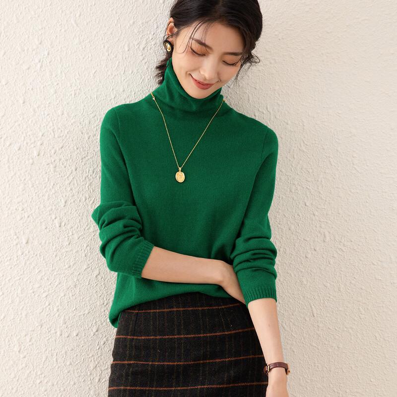 TUHUANG Women's Seamless Lurex Wool High-Neck Base Layer Sweater