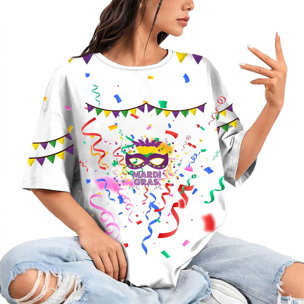Summer Round Neck 3D Print Top Fashionable Casual Hip Hop Short Sleeved Women's T-shirts