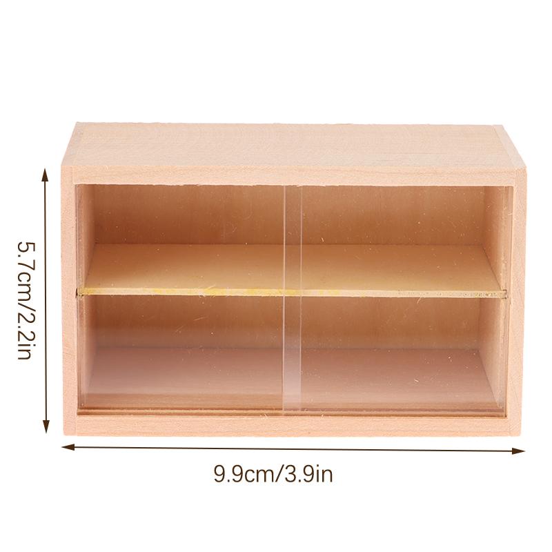 Miniature Wall Cabinet for Dollhouse with Sliding Door -1:12 Storage Showcase Furniture Model Decor Toy Doll House Accessories