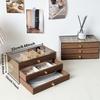 Walnut Wood Grain Jewelry Box, Necklace, Earring, and Decoration Box. 3-layer Jewelry Storage Box with Glass Windows