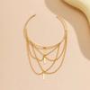 Salircon Gold Color Open Upper Arm Bracelet Women Jewelry Rectangle Charm Tassel Arm Bangle Party Summer Fashion Accessories New