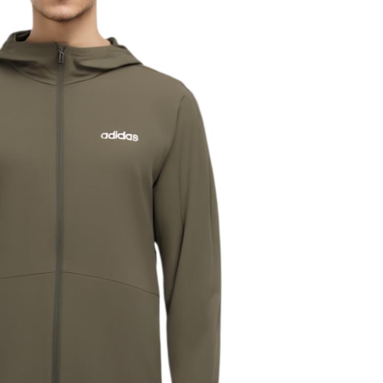 adidas Jaqueta Casual com Capuz e Zíper Cor Sólida Confortável Unissex Verde-Oliva JN8453