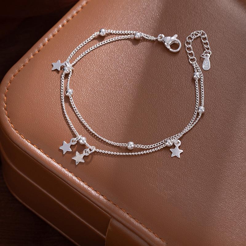 Double-layer Star and Moon Bracelet - Women s Unique and Versatile Five-pointed Star Jewelry - Simple and Elegant Decorative Item Stars