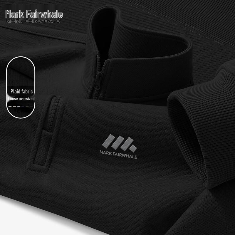 Mark Fairwhale Men's Stand Collar Half-Zip Loose Fit Sweatshirt