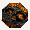 1pc Fiery Skull-Shaped Fortress Pattern Beautiful Looking Automatic Folding Umbrella, 3 Folding, 8 Iron Frame Design, Durable and Suitable for Tr
