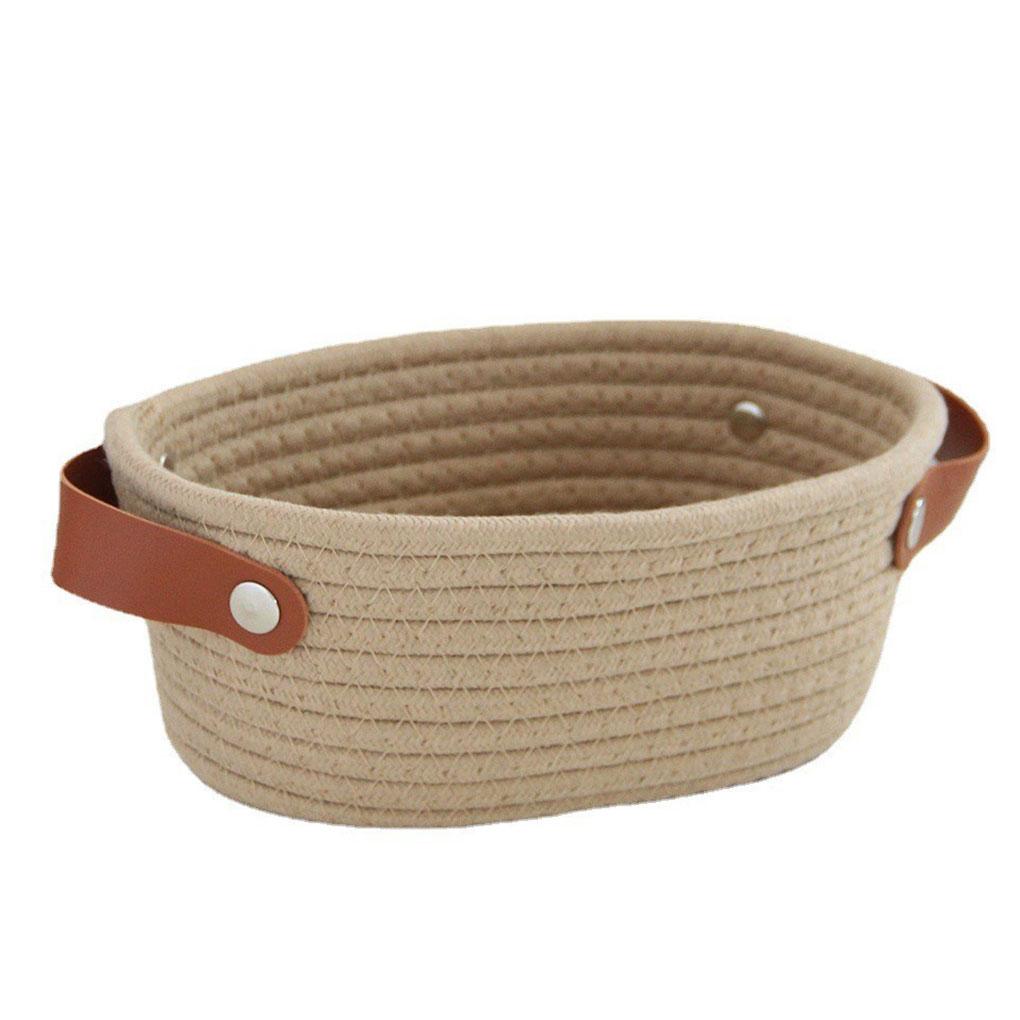 Nordic Storage Basket with Handles Hand Woven Cotton Rope Container Toy Sundries Key Desktop for Wardrobe Closet