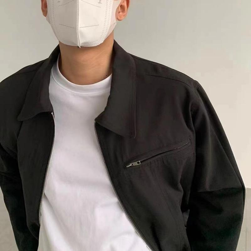 Vintage Men's Short Jacket Spring and Autumn Jacket Men's and Women's High Street Vintage Black Casual