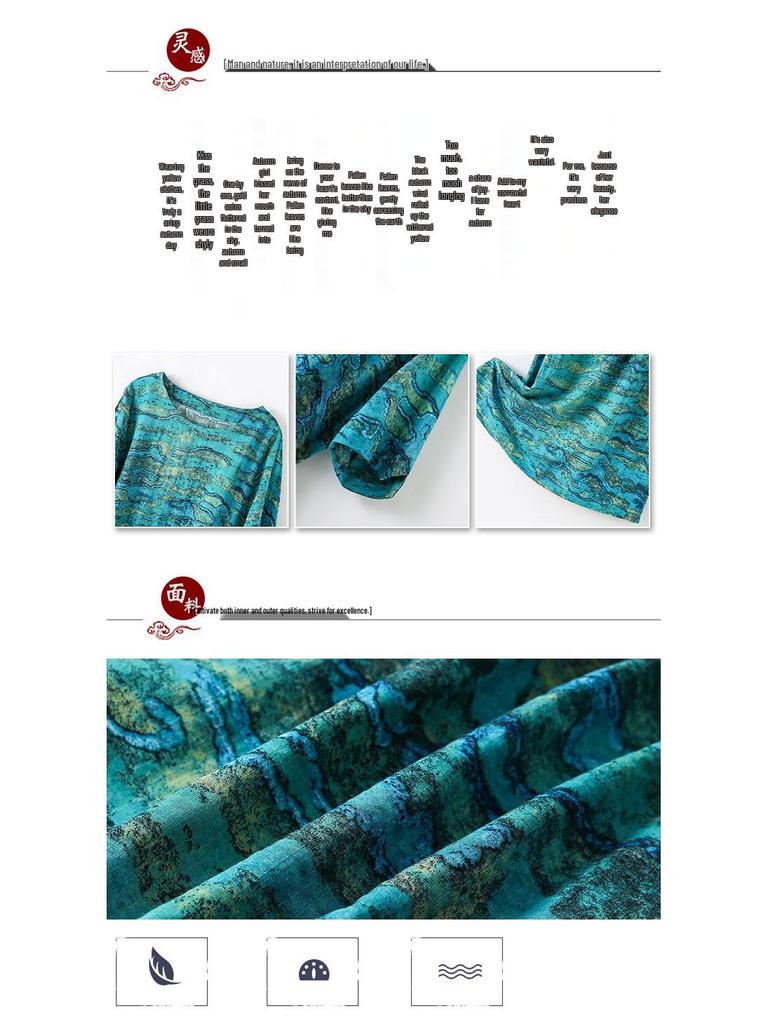 2025 Women's Summer Floral Cotton-Linen Mid-Length Slimming Dress