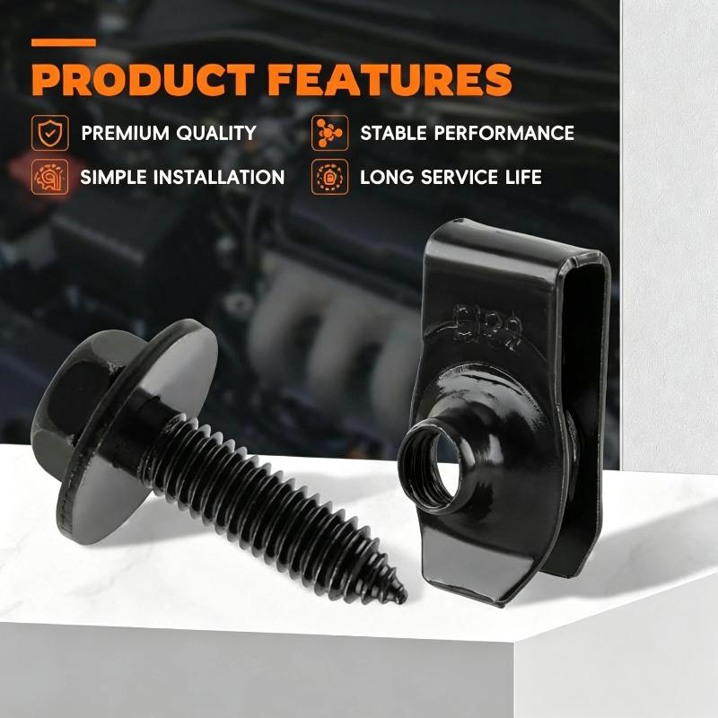 M6 Car Body Screw Bolt With U Type Spring Clip Nut Fastener Kit Auto Replacement Repair Hardware Accessories