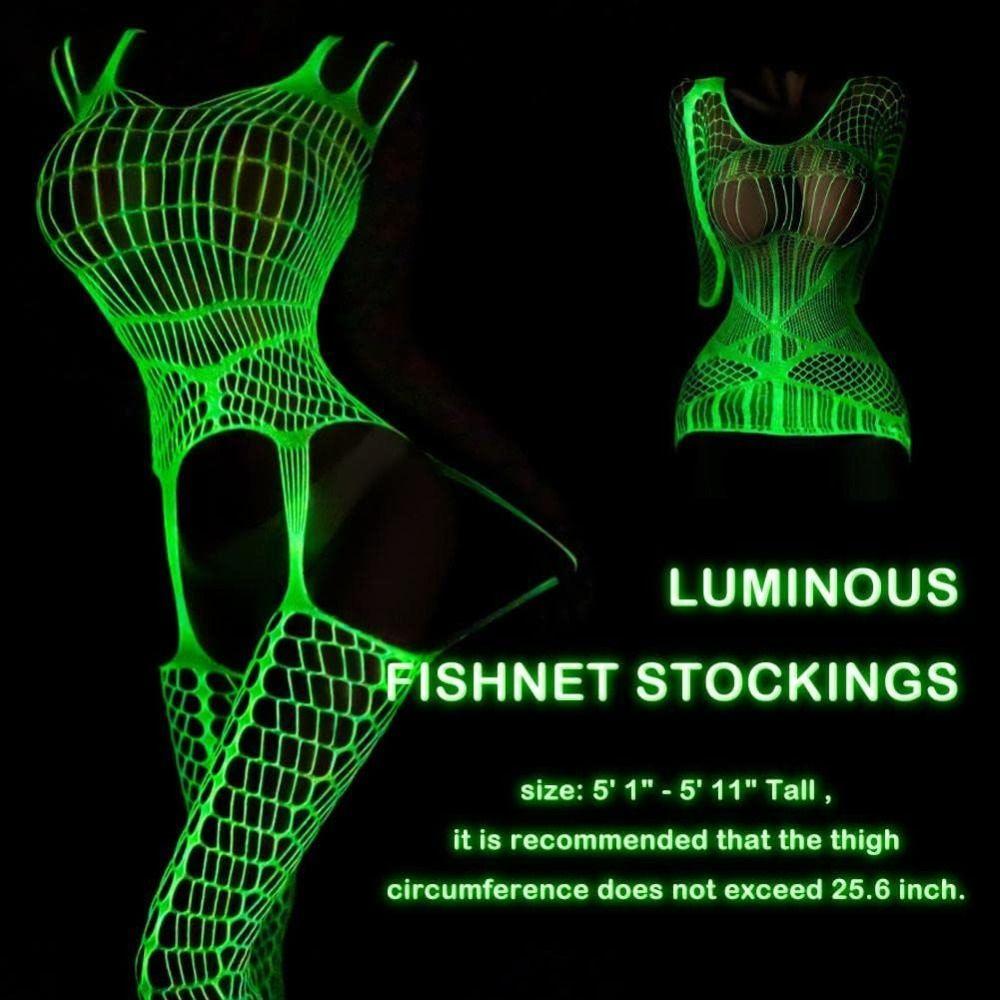 New White Stockings High Waist Glow in The Dark Fishnet Stockings Tights Luminous Fishnet Stockings