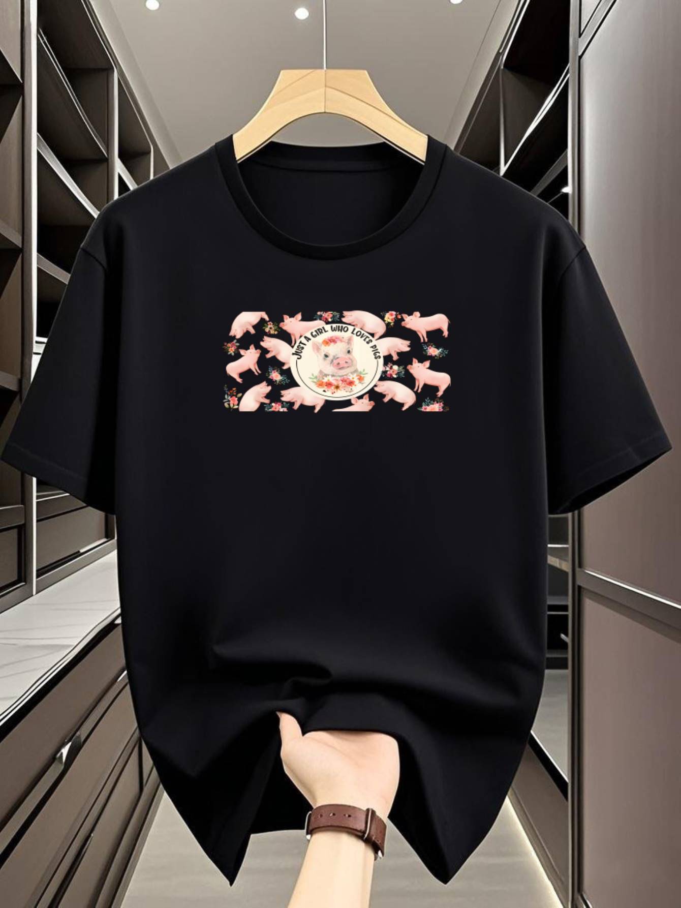 Casual Crew Neck T-shirt with Floral Print S