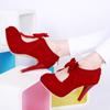 Custom Bowknot Design Mary Jane Pumps 10.5cm High Heels Shoes Women Black Red Apricot Platform Ladies Party Dress Pumps WSH5251