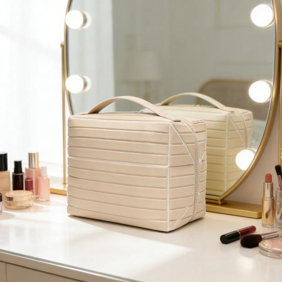 Paralleler Reise-Kosmetiktasche Klappbare Kosmetiktasche Wasserdichter Make-up-Organizer mit herausnehmbarem Trenner zur Aufbewahrung von Hautpflegeprodukten Toilettenartikeln Make-up-Werkzeugen