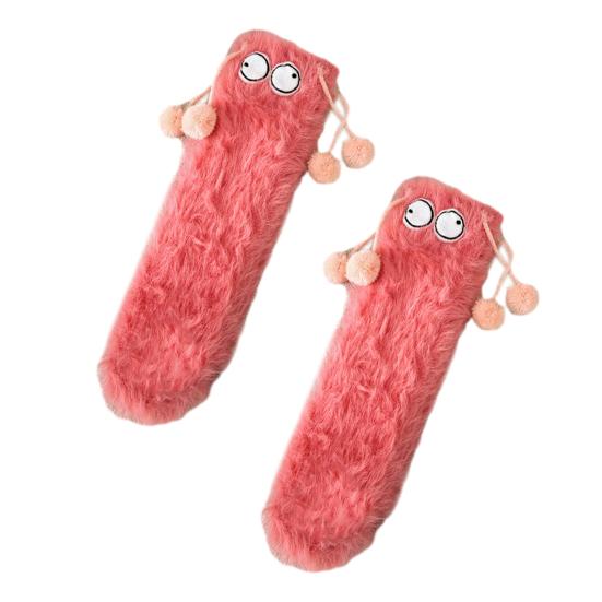 

1 пара женских носков из искусственного норкового флиса, ультратеплые, с мультяшным 3D-рисунком больших глаз, эластичные, мягкие, толстые, уютные, термоноски