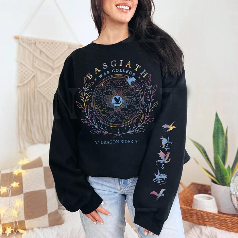 Women Y2K Top Retro Sweatshirt Basgiath War College Sweatshirt The Empyrean Series Fantasy Fourth Wing Comfort Hoodie Streetwear