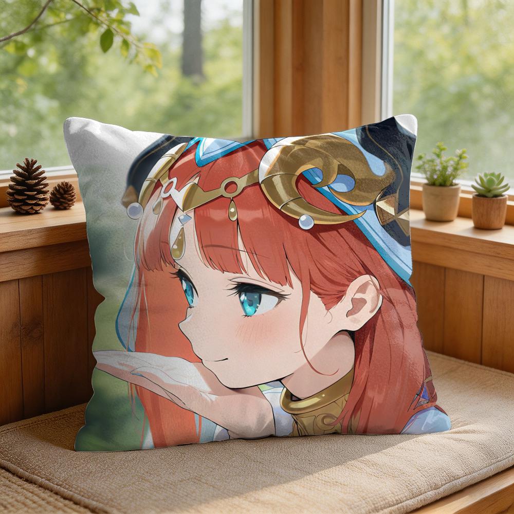 Nilou Cute Genshin Impact Cushion Cover Square Short Plush Pillow Case Living Room Sofa Home Decor Funda X