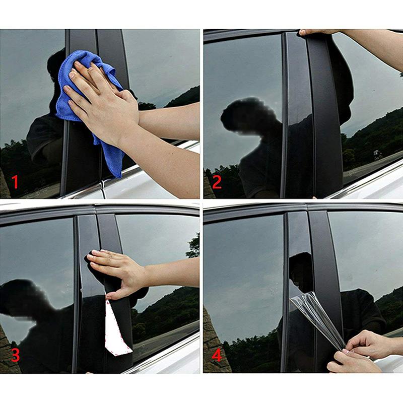 6Pcs Car Door Window Pillar Posts Trim Covers Sticker Black Decal for BMW 3-Series E90 carbon fibre 2005-2012 Car accessories