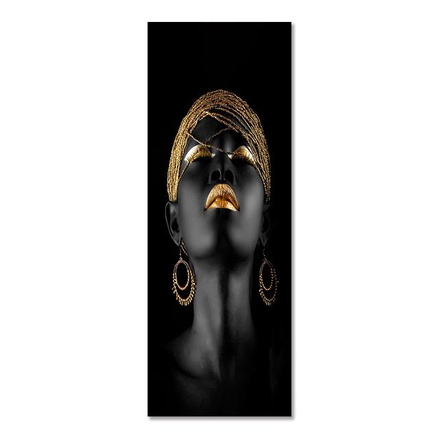 African Woman Wall Art Painting Art Posters and Prints Big Black Woman Holding Gold Jewelry Canvas Picture Home Decor