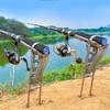 Double Spring Fishing Rod Holder Stainless Steel Fishing Rod Holder Fishing Rod Stand Ground Support Ground Rod Holder