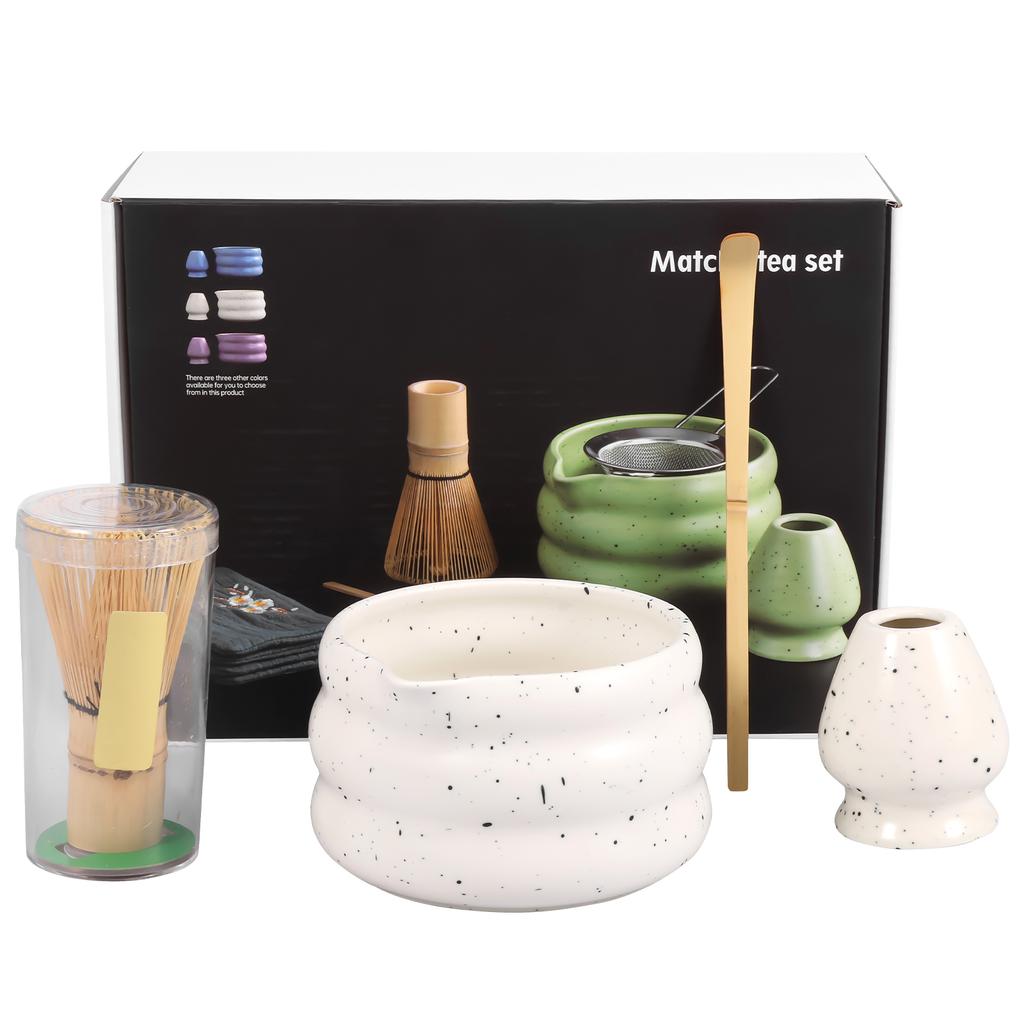4/7 Pcs Japanese Matcha Tea Set Matcha Accessories with Bamboo Whisk and Teaspoon Ceramic Matcha Making Set for Home Tea Lovers