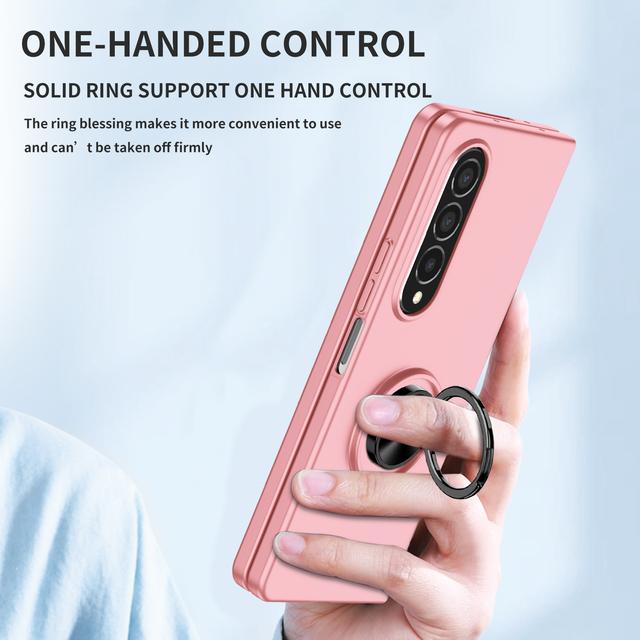 Anti -Drop Finger Ring Plain Phone Case For Samsung Galaxy Z Fold4 5g Fold 4 Fold2 Fold3 Fold 2 3 Fall Protection Cover Cases