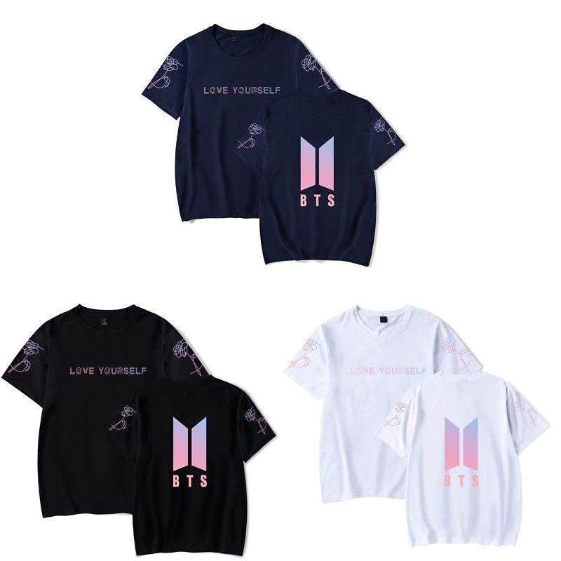 Bts Tryckt T-shirt Kortärmad Bomull Vardagskläder För Fans Mode