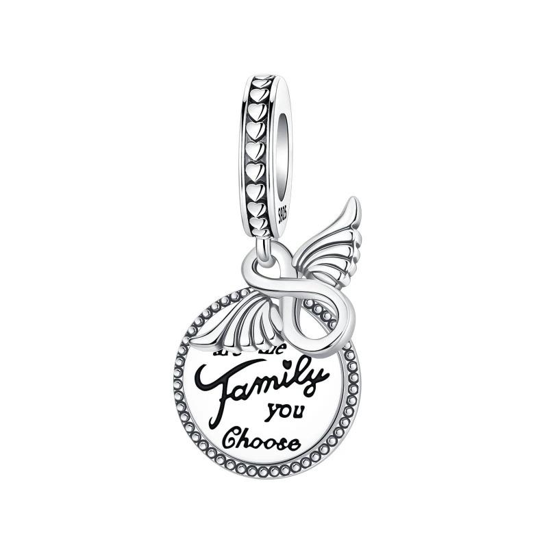 Sparkling Birthstone Charms Copper Heart Mom Key Pendant Bead Fit Original Necklace Bracelet Women Jewelry Diy Gift