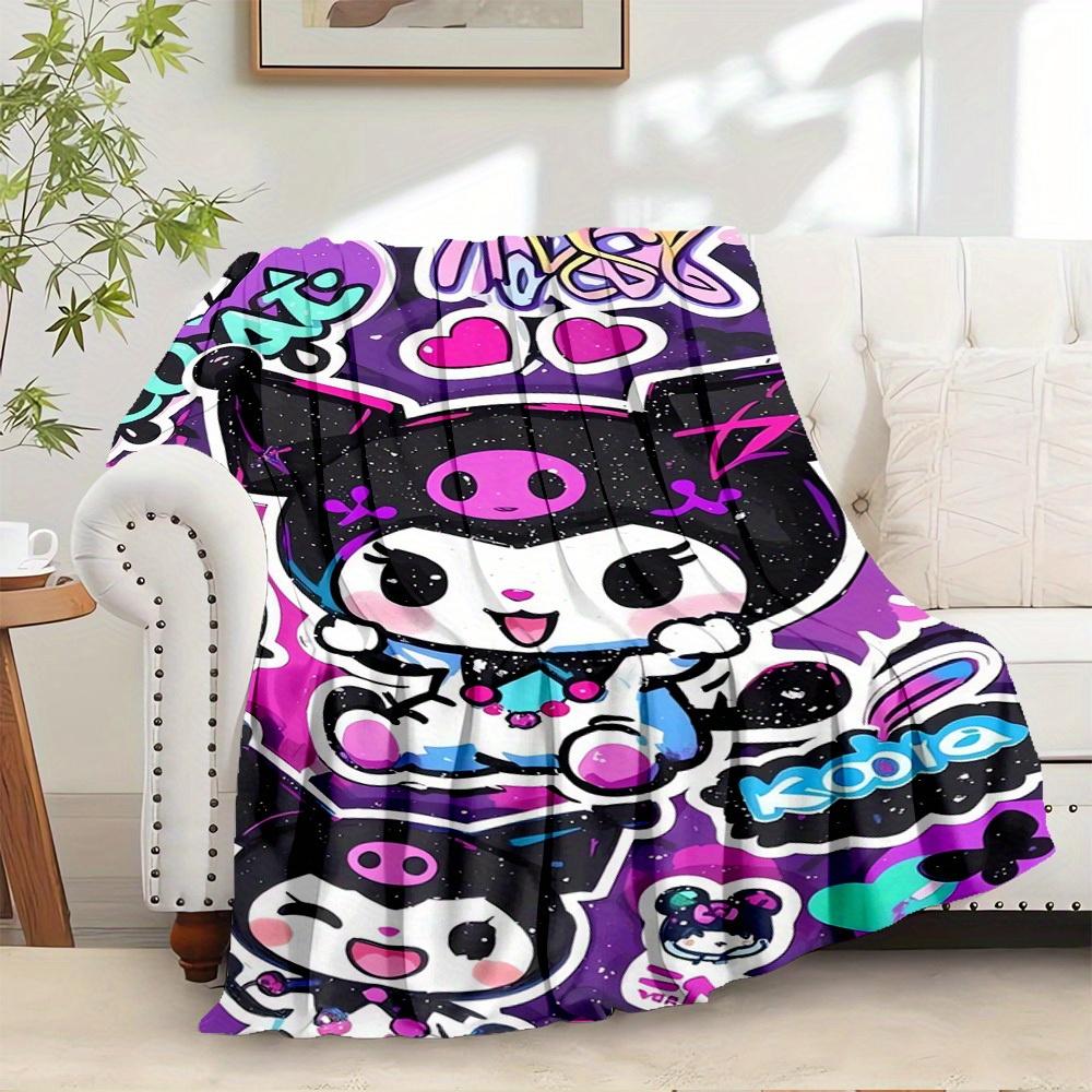 

1pc Cute Cartoon Character Kuromi Flannel Blanket - Seasonal Universal Comfortable Washable Gift for All Ages, Suitable for All Families, Mu 130x150cm