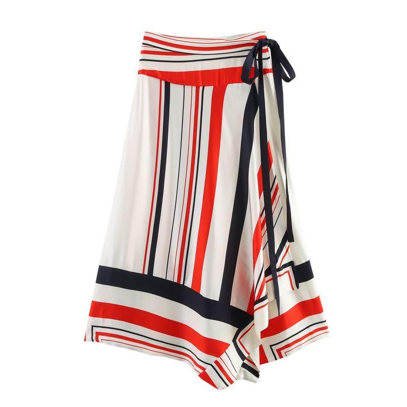 

Kaslead New Women clothes Western Style Stripe Asymmetric Top Skirt 2887047 2821038 Skirt XS