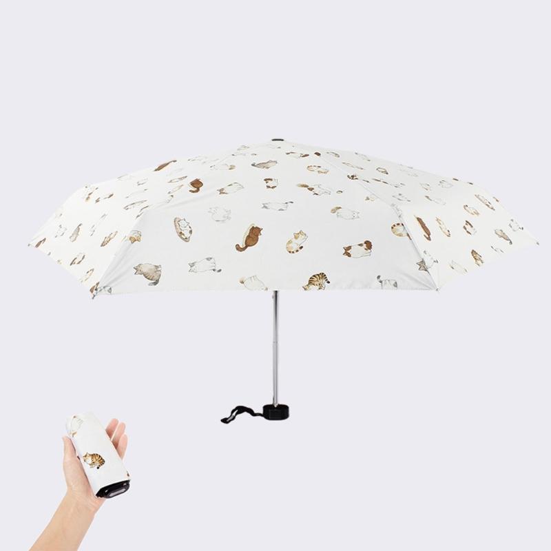 Cartoon Umbrella Adorable Kitten Print For Outdoor Travel And Daily Use Cartoon Kitten Print