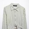 2025 Spring Women's European & American Striped Belted Midi Dress