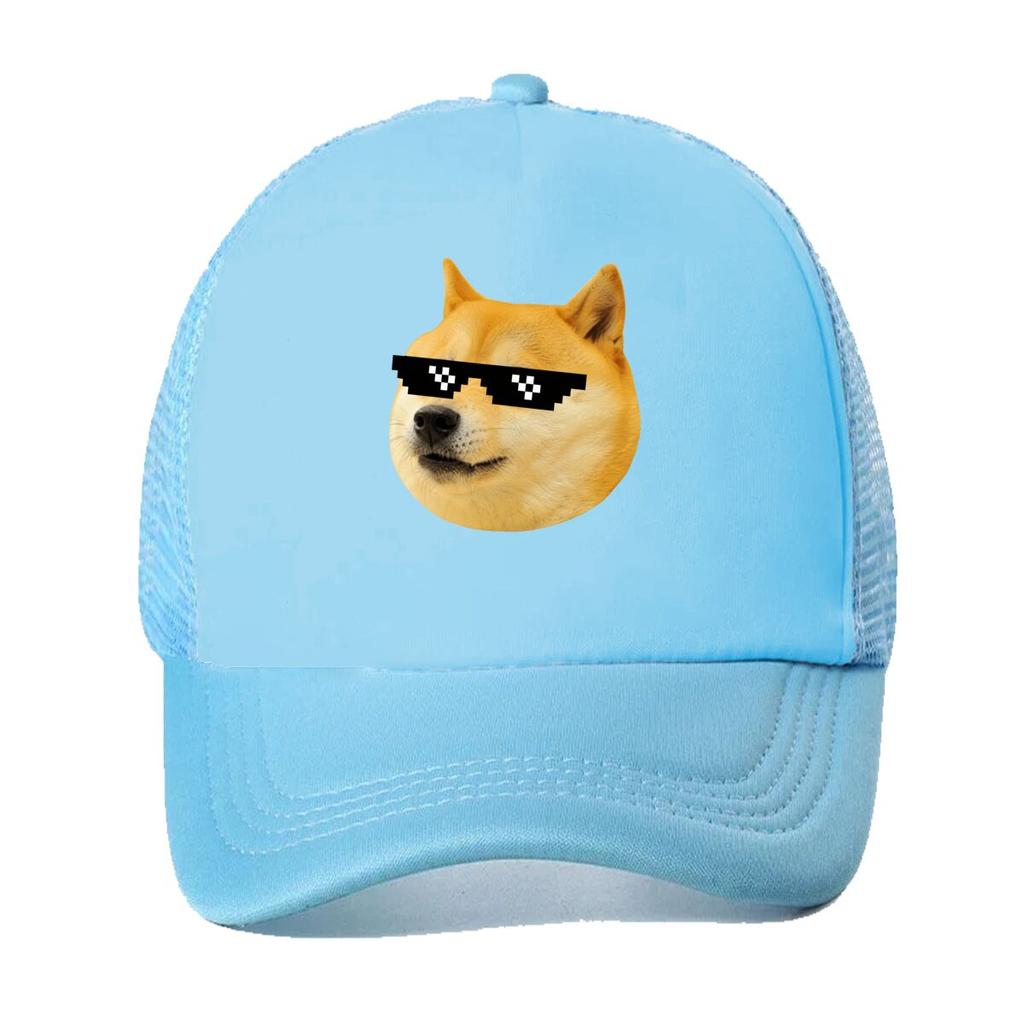 Doge Shiba Inu Meme Sunglasses Graph Mesh Baseball Cap For Womens Unisex FeUnisex Beach Dad Hat Hip Hop