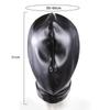 Unisex Damen Herren Cosplay Gesichtsmaske Halloween Sexy PU Leder Kordelzug Vollmasken Kapuze für Rollenspiel Kostüm Kopfbedeckung