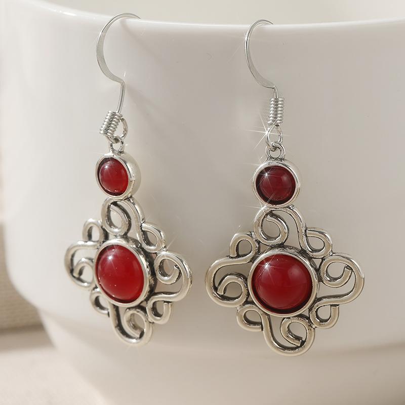 Великолепные изысканные серьги-подвески из бирюзы с серебряным покрытием для женщин, винтажные полые круглые ювелирные аксессуары, праздничные подарки Silvery