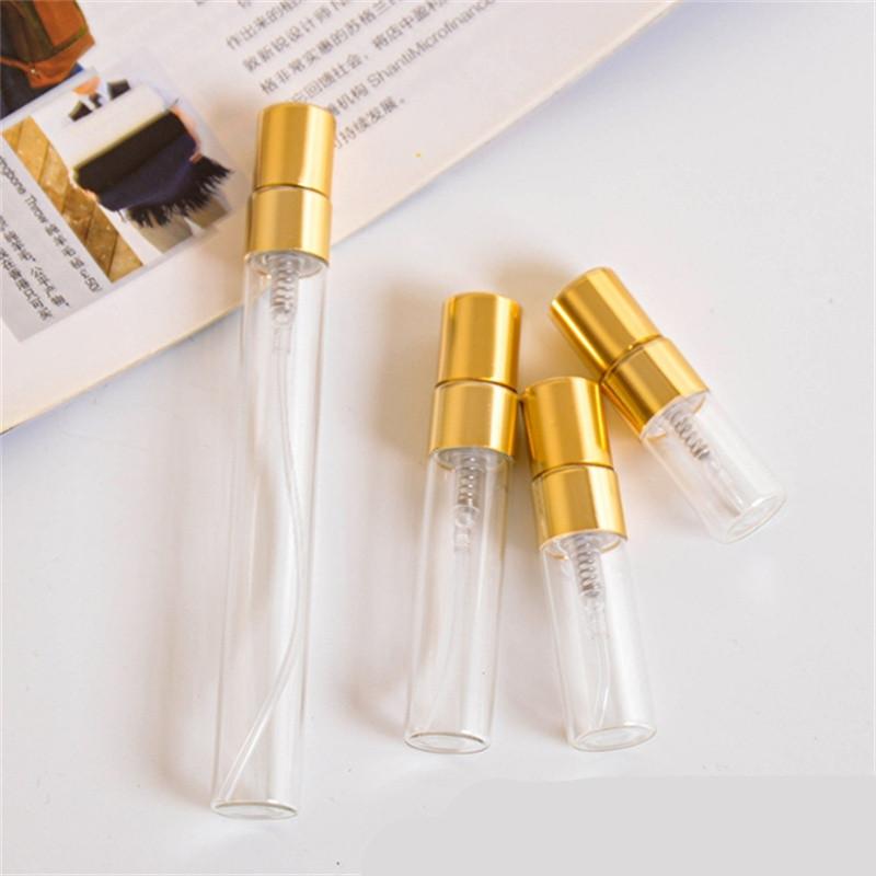 50PCS Set Mini Empty Cosmetics Bottles Gold/Silver 2ML 3ML 5ML 10ML Perfume Glass Sample Vials for Wholesale