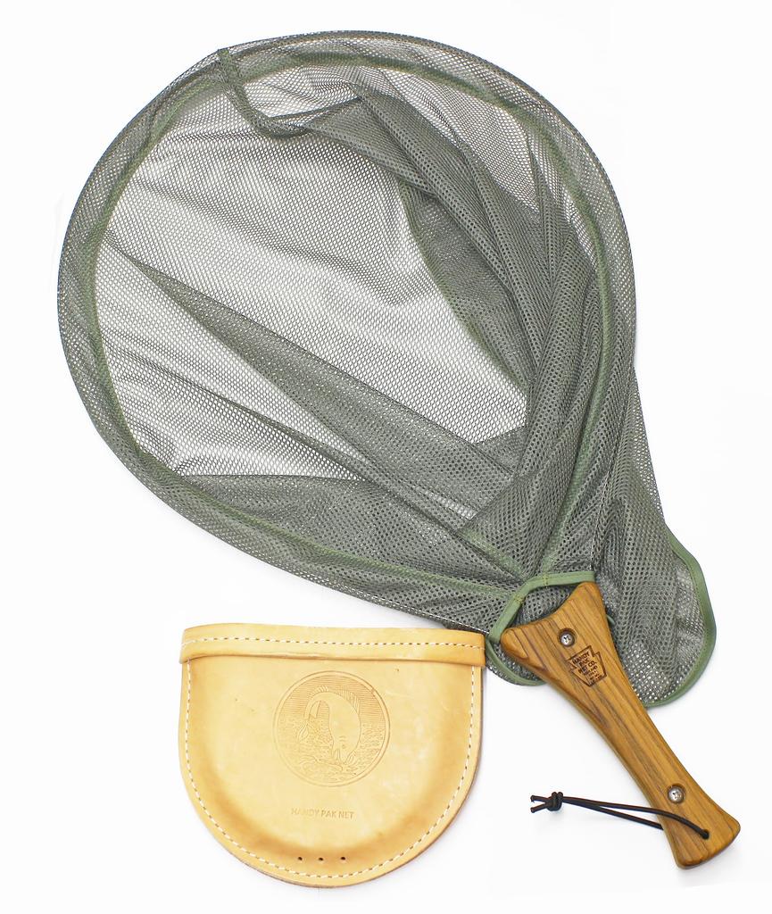 InstaNet with large wooden leather mesh net cord, size, handle, case,