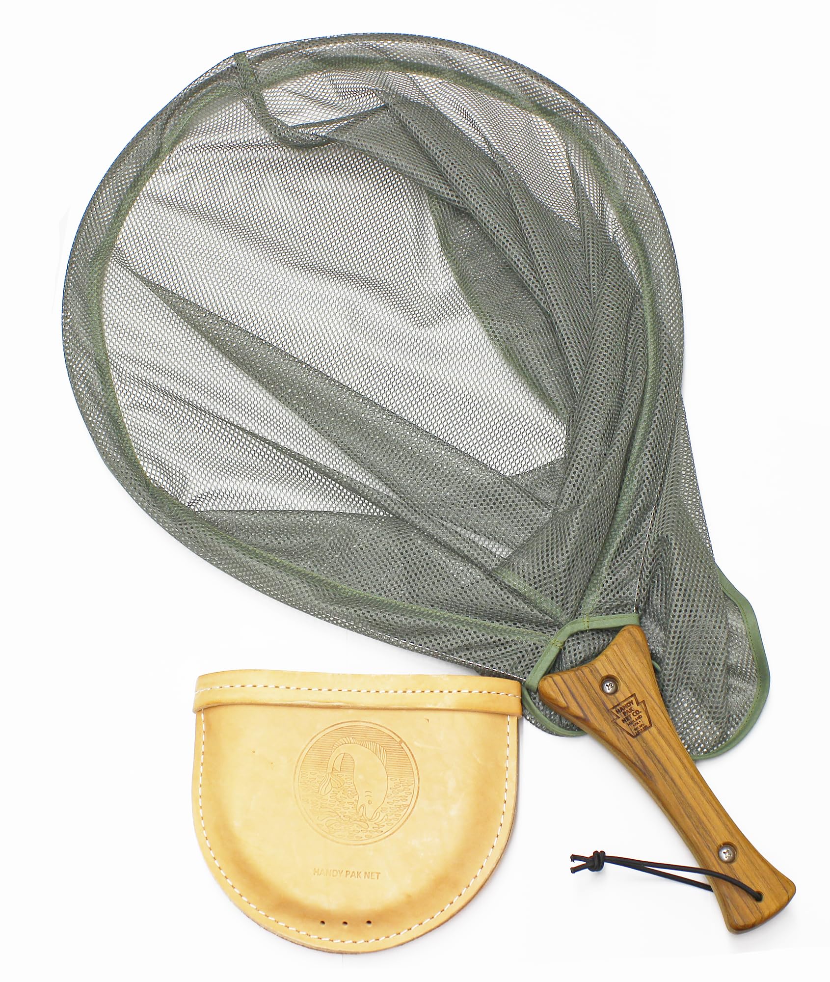 

InstaNet с большой деревянной кожаной сеткой, размер, ручка, чехол, оливковый