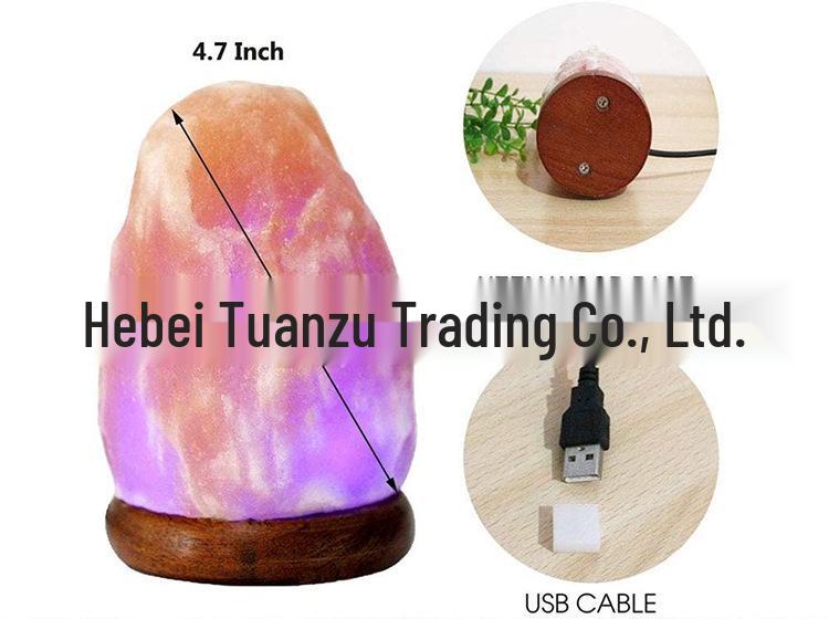 USB Himalayan Crystal Salt Lamp with LED Color-Changing Function for Computer Use
