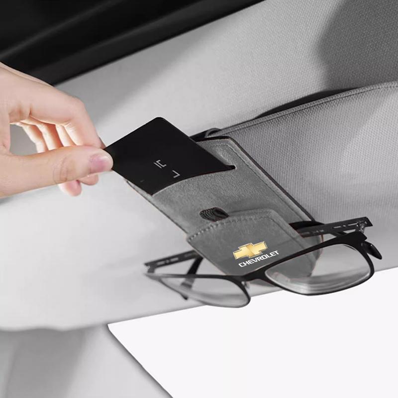 Car Sun Visor Glasses Box Sunglasses Clip Card Ticket Holder For Chevrolet Corvette Montana TrailBlazer Silverado Traverse Camar