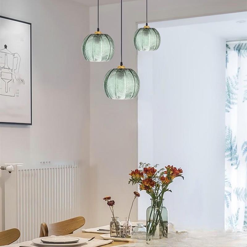 Oeny Chinese Style Leaf Pattern Glass Pendant Light