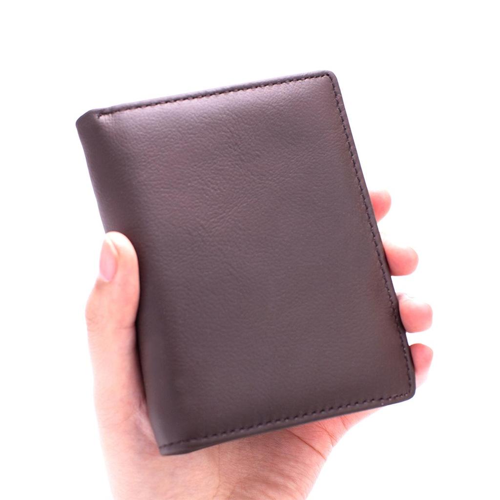 Men's RFID-Blocking Genuine Leather Trifold Wallet/Card Holder with Money Clip